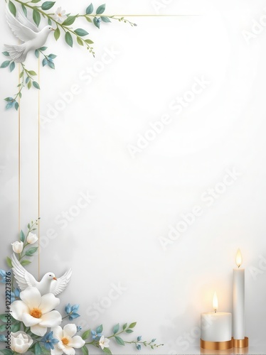 Elegant funeral flyer templates featuring soft floral designs, candles, and soothing backgrounds