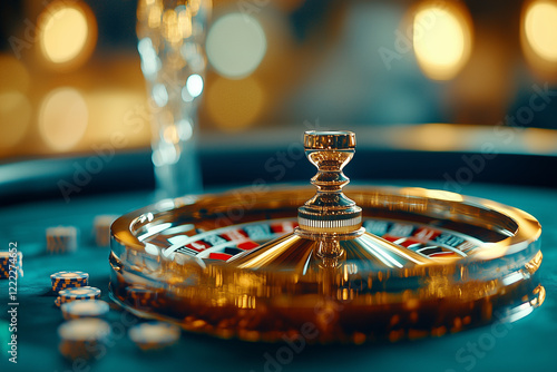 Exciting roulette game taking place at a vibrant casino with colorful chips and sparkling lights