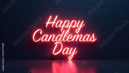 Vibrant Red Neon Sign Celebrates Festive Candlemas Day photo