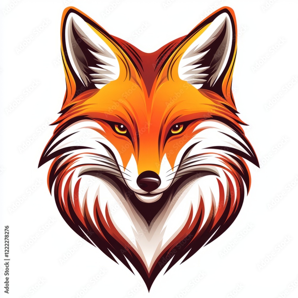 Obraz premium A stylized red fox head illustration design