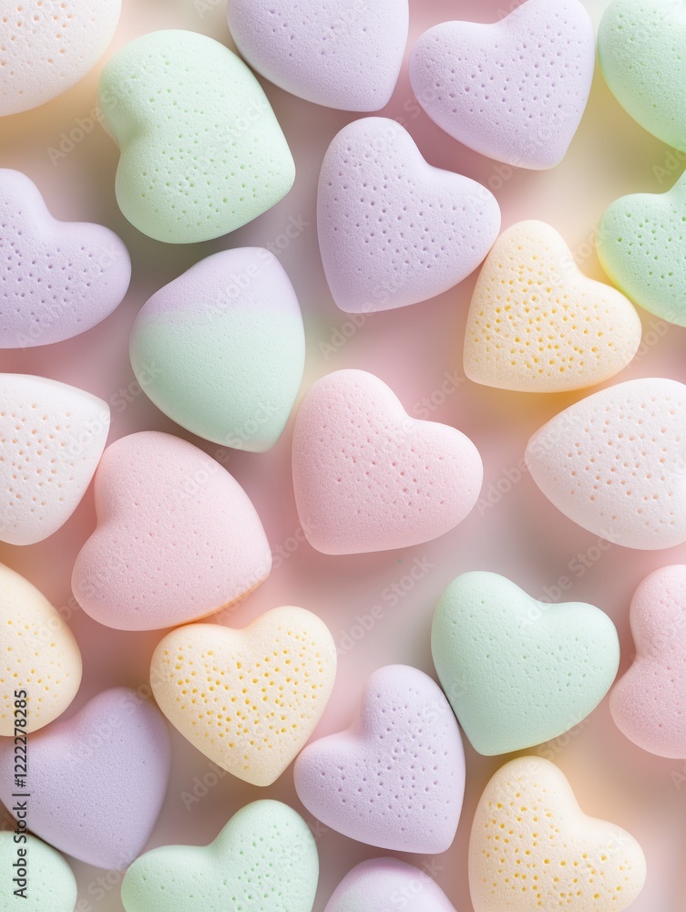 Colorful heart-shaped candies celebrate love on Valentine's Day with a pastel charm Colorful heart-shaped candies celebrate love on Valentine's Day with a pastel charm