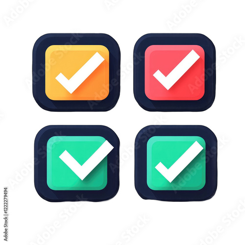 Free Download Colorful Checkmark Icons App UI Design Elements ux red teal flat green style     - GFXLoad
