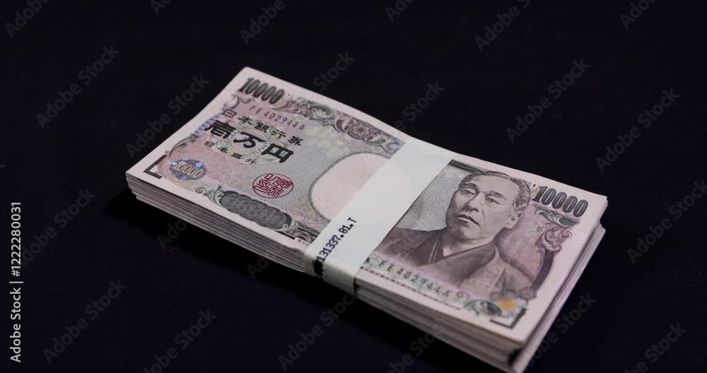 A stack of Japanese old banknotes thrown in A stack of Japanese old banknotes thrown in