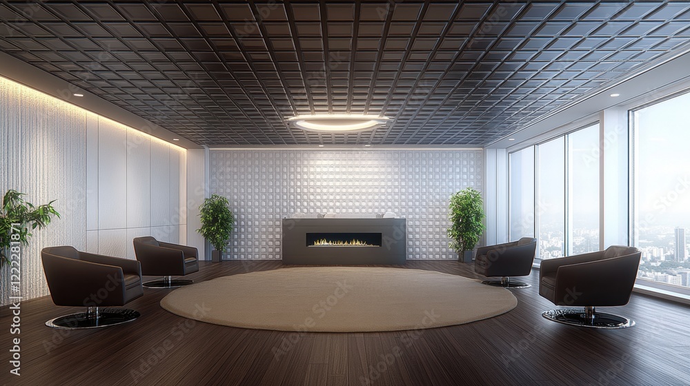 Fototapeta premium Modern Office Lounge with Elegant Design and Cozy Atmosphere