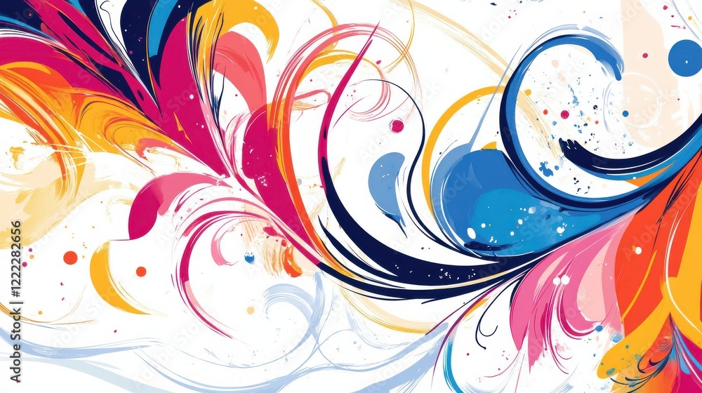 Colorful Abstract Swirls and Flourishes on a White Background Colorful Abstract Swirls and Flourishes on a White Background