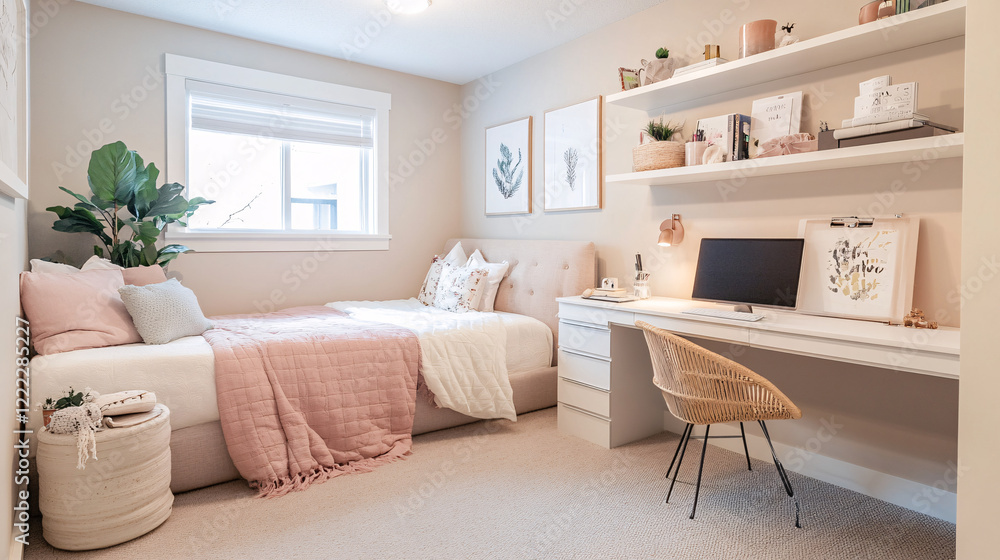 custom made wallpaper toronto digitalcozy minimalist bedroom with pink bed and white desk