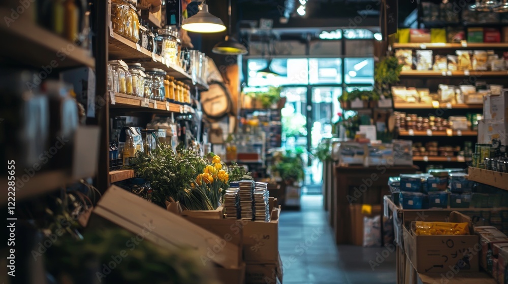 Organic grocery store with fresh produce and natural decor Organic grocery store with fresh produce and natural decor