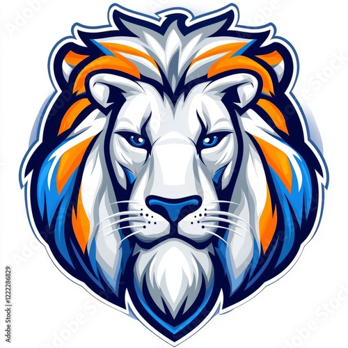 Wallpaper Mural Majestic White Lion Head with Blue and Orange Mane Torontodigital.ca