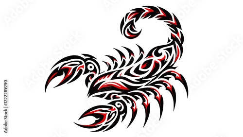 Black and Red Tribal Scorpion Motif