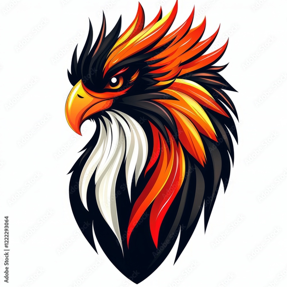 Obraz premium Fiery Eagle Head Profile Stylized Artwork