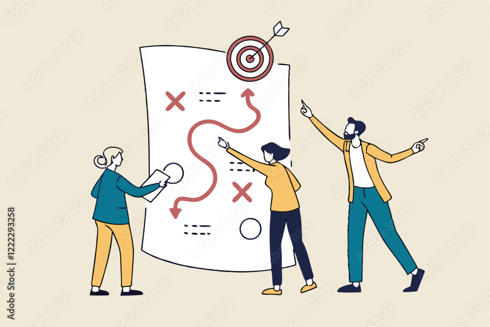 Strategic planning, plan to overcome difficulty or obstacle to reach goal or target, team brainstorm or competitor analysis Strategic planning, plan to overcome difficulty or obstacle to reach goal or target, team brainstorm or competitor analysis
