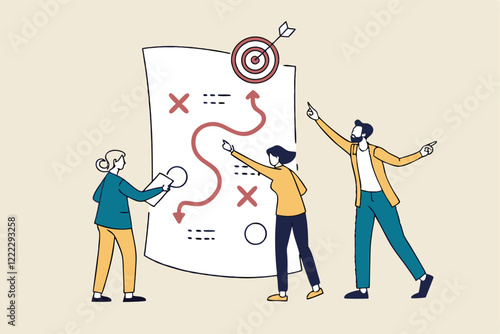 Wallpaper Mural Strategic planning, plan to overcome difficulty or obstacle to reach goal or target, team brainstorm or competitor analysis Torontodigital.ca