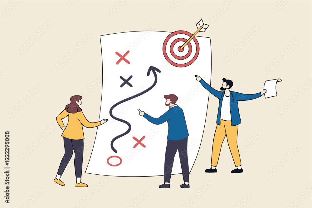 Strategic planning, plan to overcome difficulty or obstacle to reach goal or target, team brainstorm or competitor analysis Strategic planning, plan to overcome difficulty or obstacle to reach goal or target, team brainstorm or competitor analysis