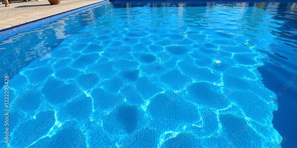 Obraz premium Inviting azure waters, shimmering under the sun's radiant glow, a tranquil escape.