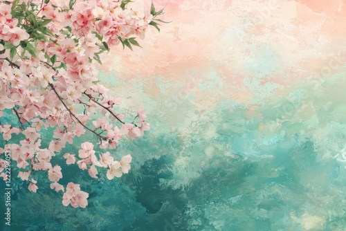 Wallpaper Mural Pink blossoms, spring flowers, textured background, floral background, floral, nature, blossom, flowers, petals, branches Torontodigital.ca