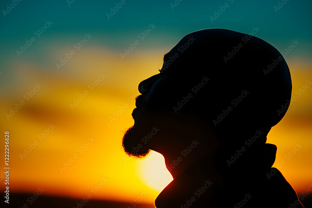 Man Silhouette Sunset Golden Hour Peaceful Photography Man Silhouette Sunset Golden Hour Peaceful Photography