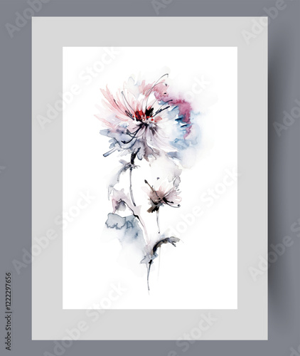 Beautiful dandelion on creative work in watercolor style, symbolizes purity and freshness environment. Spring dandelion flower on long stem for design of website about plant growing and floriculture
