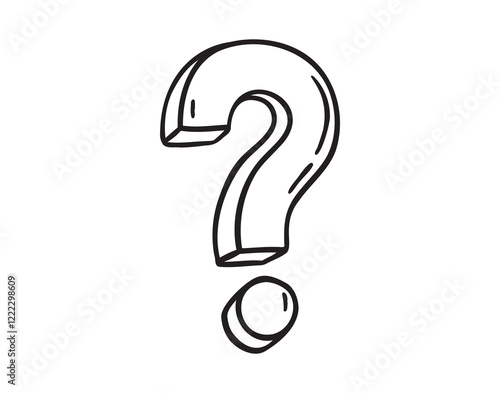 question mark, symbol of thoughts, a sketch by hand in a vector format