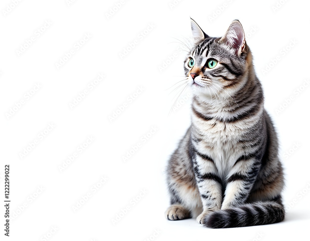 Fototapeta premium Elegant Gray Tabby Cat: Serene Studio Portrait