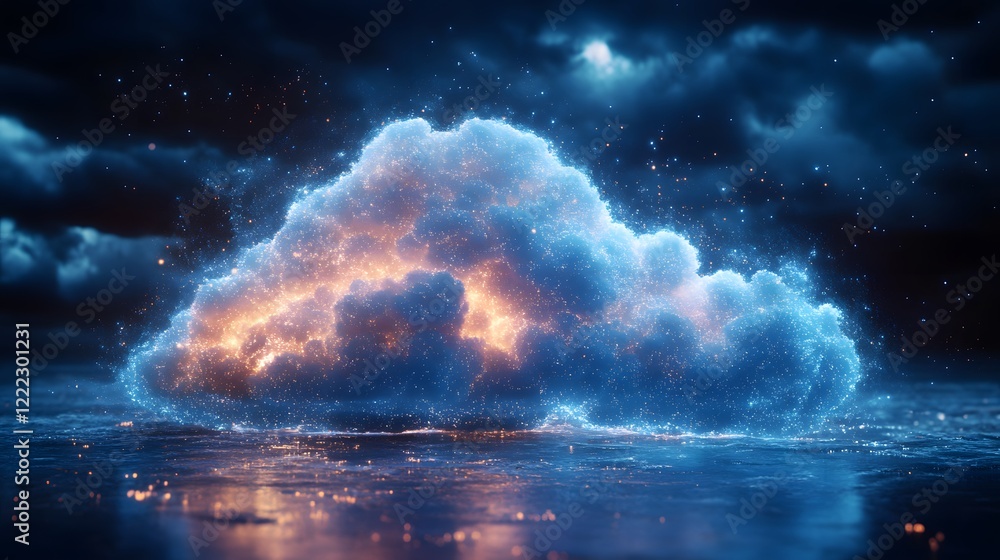 A Stunning 3D Artistic Representation of Clouds Illuminated by Satellite Signals for a Tech-Driven Environmental Future A Stunning 3D Artistic Representation of Clouds Illuminated by Satellite Signals for a Tech-Driven Environmental Future
