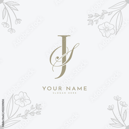 JS SJ initial letter handwriting monogram logo.