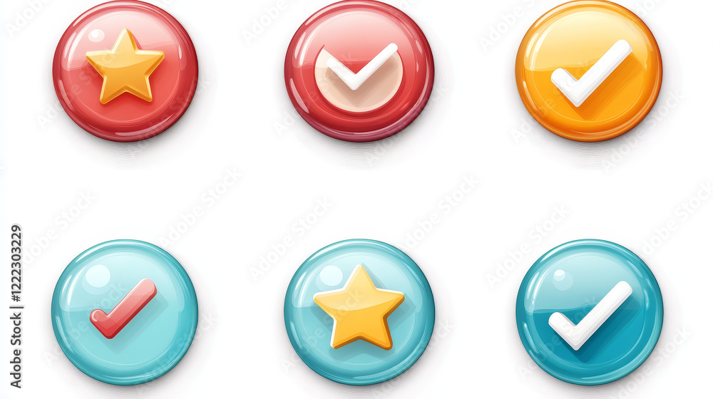 Circle buttons with cheese texture and symbols of search, mail, home, star, arrows, delete, check and cross mark. Vector cartoon set of web icons, ui elements for website or game user interface Circle buttons with cheese texture and symbols of search, mail, home, star, arrows, delete, check and cross mark. Vector cartoon set of web icons, ui elements for website or game user interface
