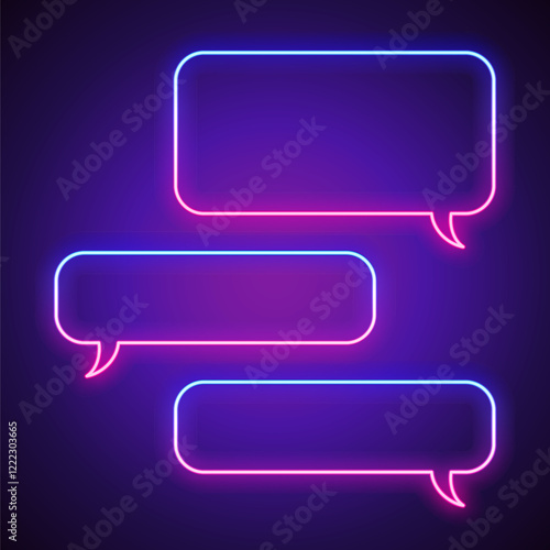 Neon Glowing Chat Template. Vector clip art for your project in modern cyberpunk style.