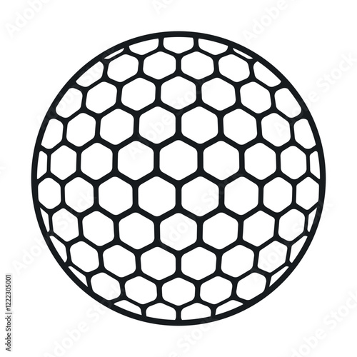 Golf Ball Pictogram. Black silhouette isolated on white background. Minimalistic logotype element.