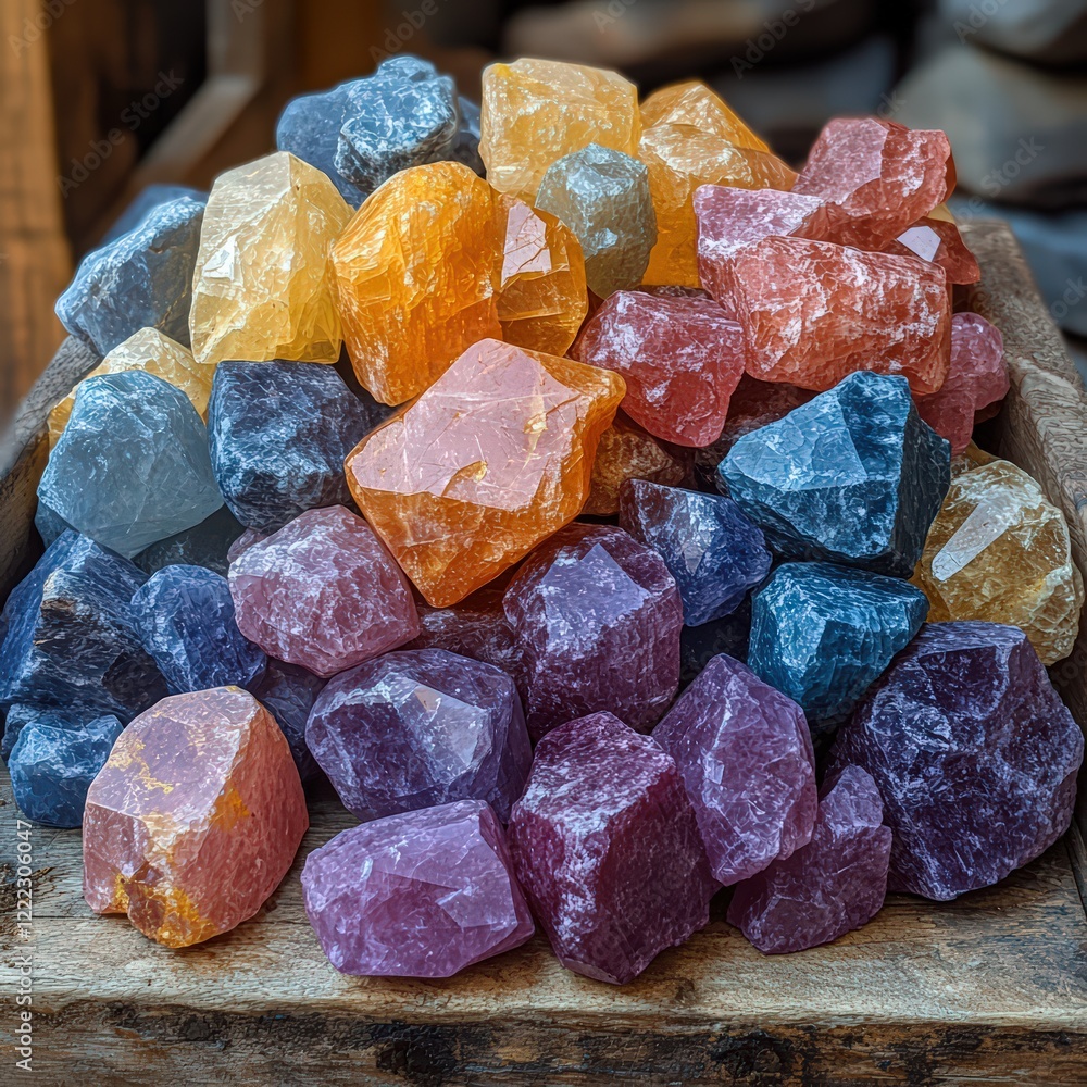 Pile of unpolished gemstones in a variety of colors. Pile of unpolished gemstones in a variety of colors.