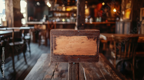 Fototapeta Naklejka Na Ścianę i Meble -  3d wood sign board. Saloon plank frame vector. Vintage wooden nail signboard isolated with realistic texture. Blank rustic nameplate or menu pane set. Empty timber placard illustration design