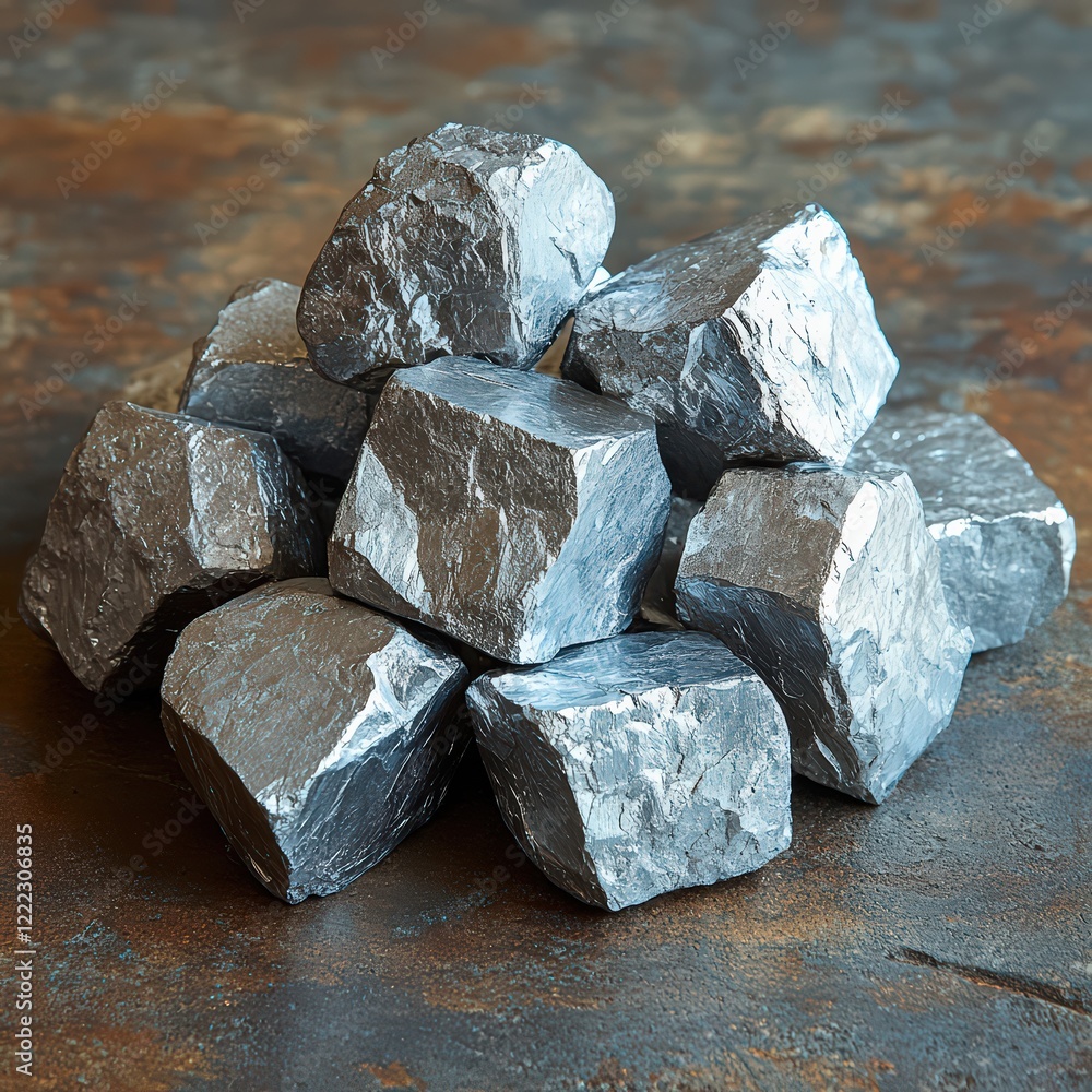 Silver nuggets arranged on a textured background. Silver nuggets arranged on a textured background.
