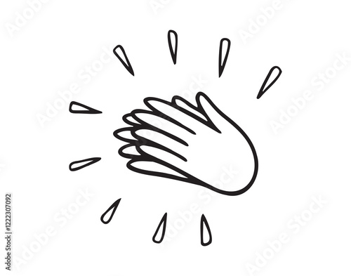 Applause doodle icon, Clapping their hands, applause hand drawn isolated on white background. 