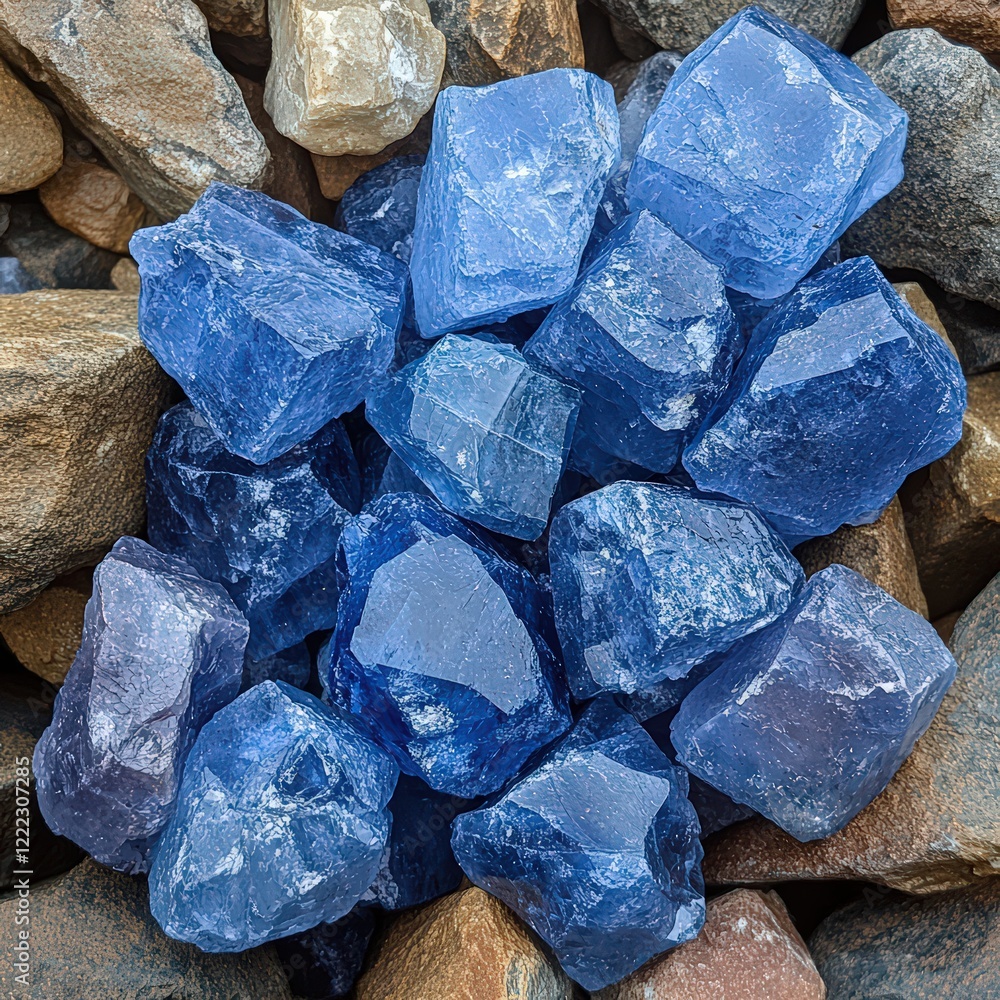 Raw sapphires in deep blue shades with natural rock textures. Raw sapphires in deep blue shades with natural rock textures.