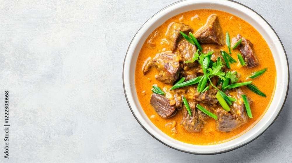 Savory Meat Dish with Aromatic Herbs and Spices in a Bowl Savory Meat Dish with Aromatic Herbs and Spices in a Bowl
