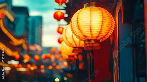 Wallpaper Mural Lantern with yellow warm light on facade of builb Torontodigital.ca