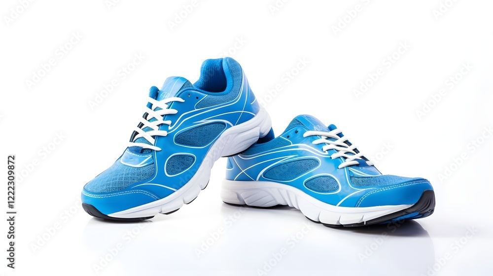 Minimalist and clean pair of running shoes or sneakers isolated on a plain white studio background Concept of active lifestyle fitness and healthy workout equipment Minimalist and clean pair of running shoes or sneakers isolated on a plain white studio background Concept of active lifestyle fitness and healthy workout equipment