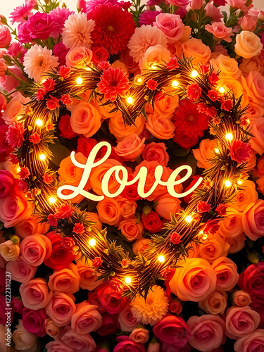 floral background with the inscription love