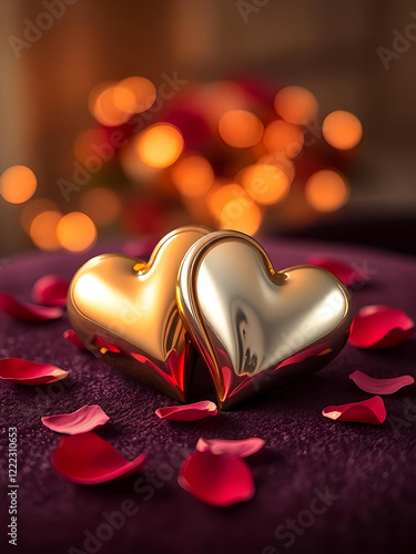 gold decoration in the form of two hearts 