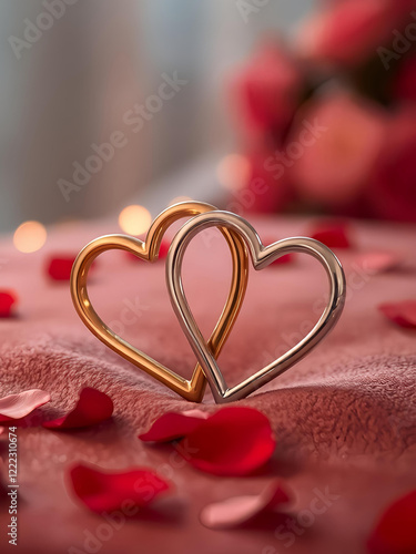 gold decoration in the form of two hearts 