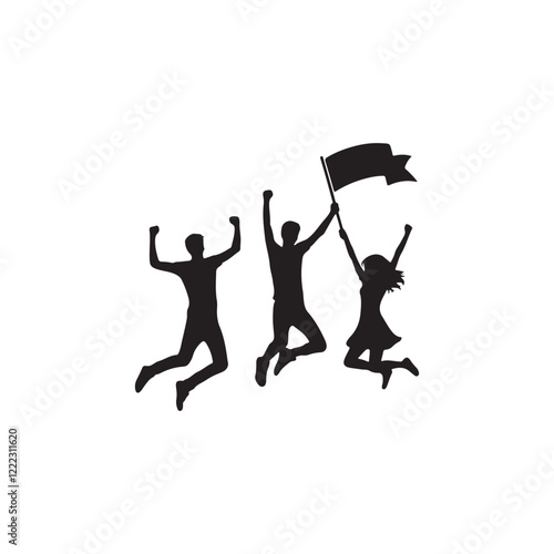 Group of friends jumping in the air silhouette
