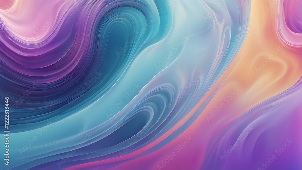 Abstract background with swirling pastel purple, blue, and peach hues creating a fluid, dynamic design.