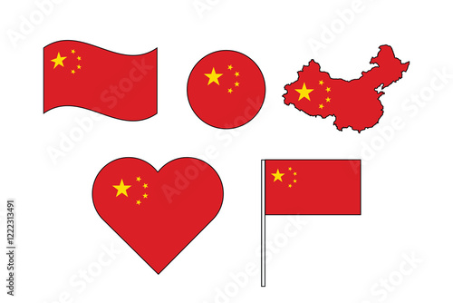 China country flag icon set modern vector