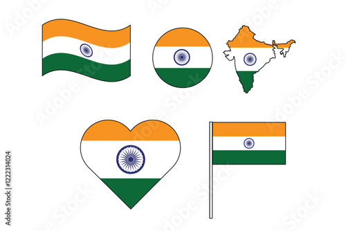 Indian country flag icon set modern vector
