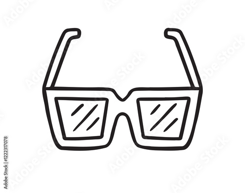 Glasses doodle hand drawn icon. Outline drawing glasses line clipart symbol