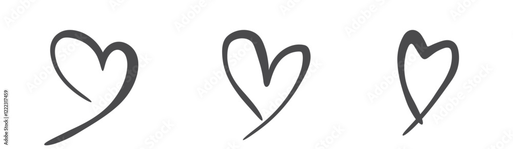 Hand drawn heart shapes. Love, romantic and valentines design elements. Doodle isolated vector images Hand drawn heart shapes. Love, romantic and valentines design elements. Doodle isolated vector images