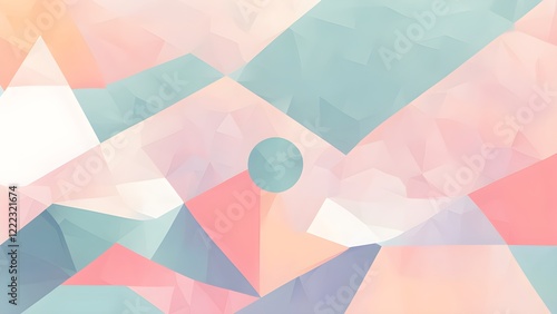 Abstract pastel geometric background with polygonal shapes and a single circle. photo