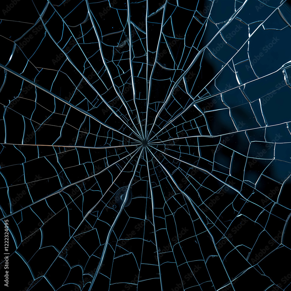 Obraz premium Cracked glass with a dense network of fine lines. Used for mask. Generative AI
