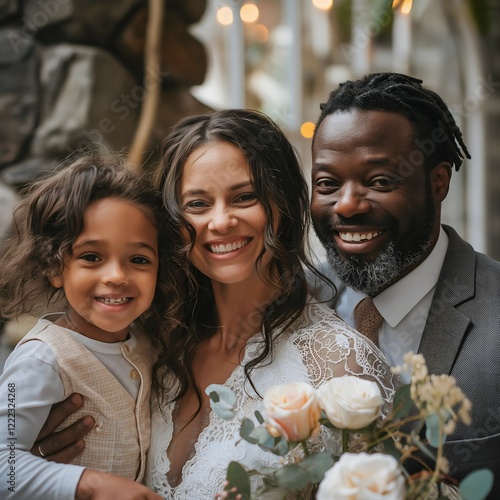 Joyful family marks their adoption day, surrounded by love and excitement. The deep connection between adoptive parents and their child shines through in this heartfelt celebration photo