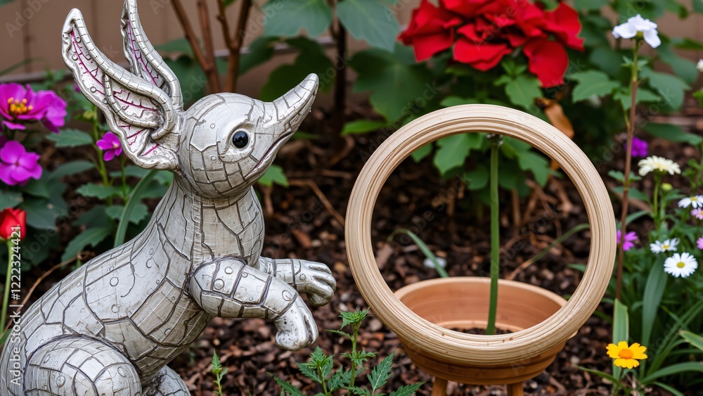 Steampunk Aardvark Garden Statue with Bamboo Planter Steampunk Aardvark Garden Statue with Bamboo Planter
