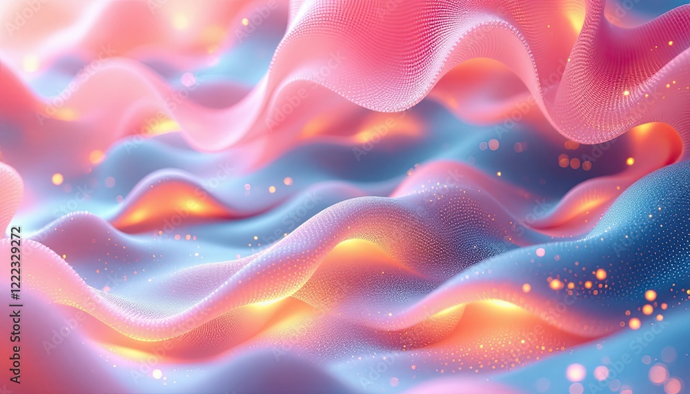Obraz premium Abstract wave pattern with vibrant colors and glittering particles